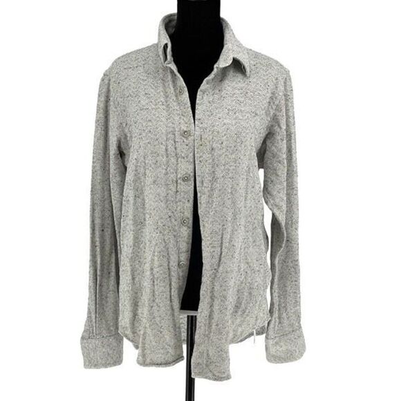 Eighteen Waits Men’s Cotton Blend Long Sleeve Button-up Shirt Gray Flecked Mediu - Picture 1 of 11